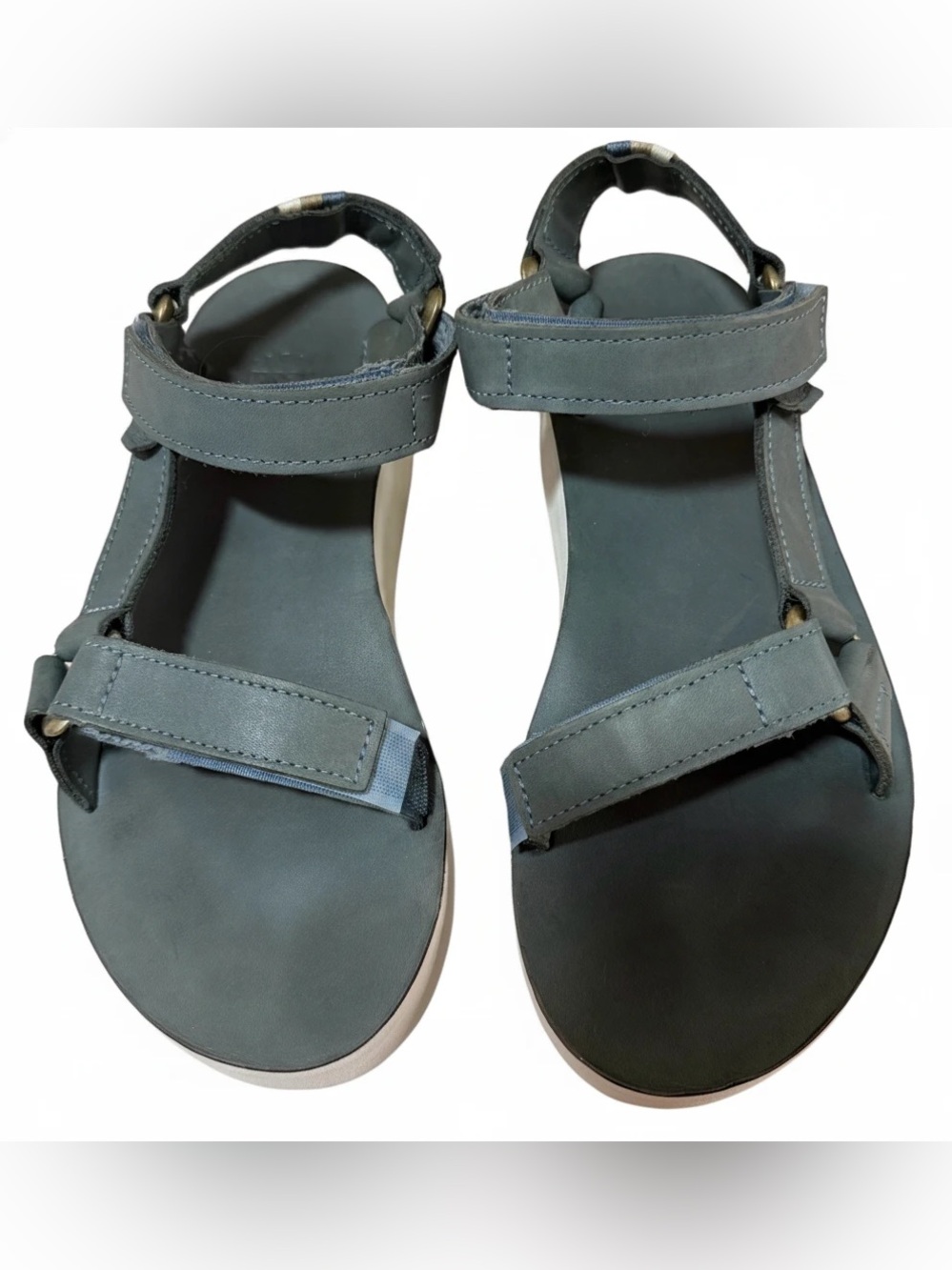 Teva Women’s Platform Sandals with White Soles in Blue, Size 8 - Picture 3 of 8